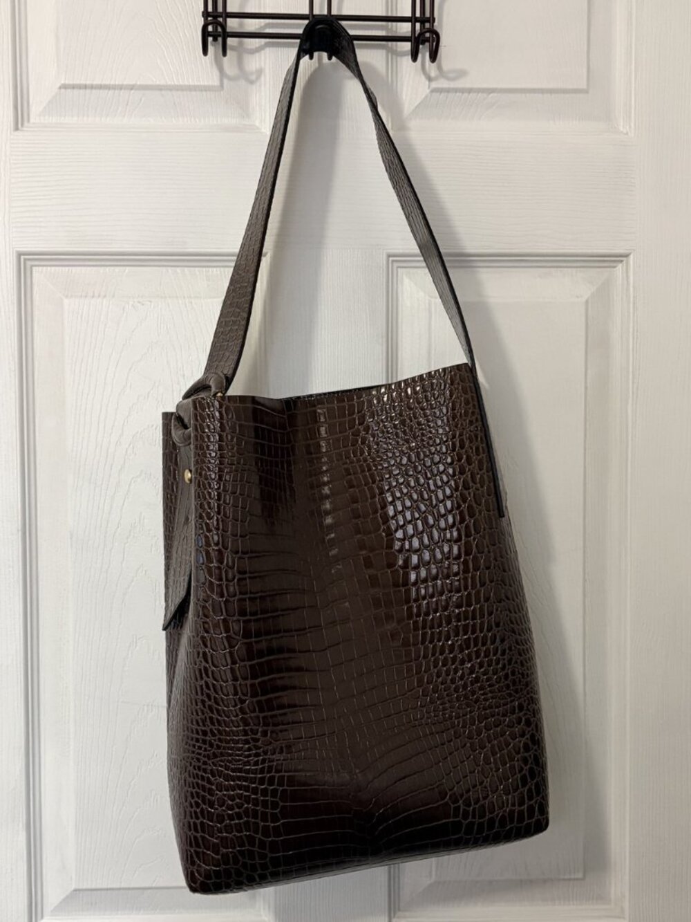 Banana Republic Oversized Vida Bag Espresso Croc Leather